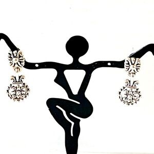 Premier Designs Small Silver Tone Dangle Pierced Earrings